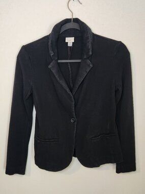 A New Day Black Knit Blazer Stretch Cotton Fitted Career Jacket XS
